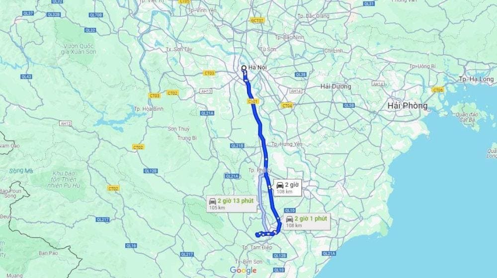 Thung Nham cách trung tâm Hà Nội khoảng 100 - 110km